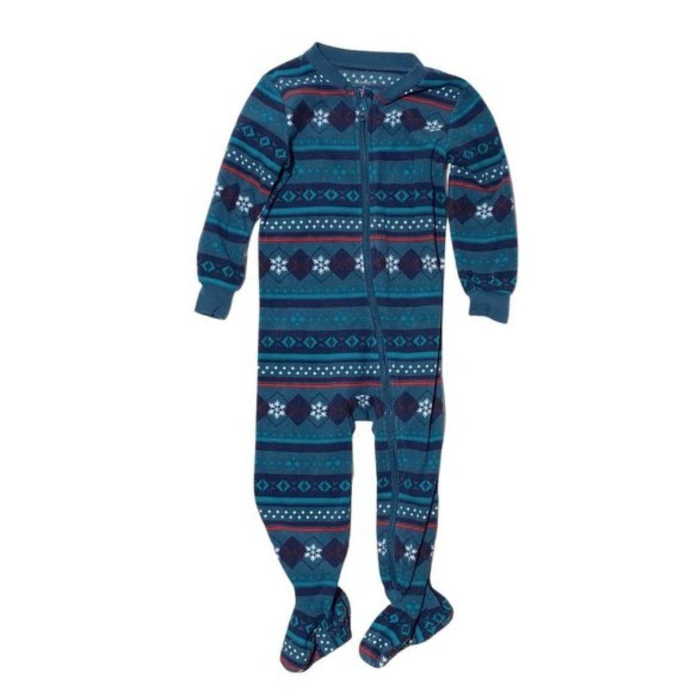 Winter Print Kids Footed Fleece One Piece PJ's